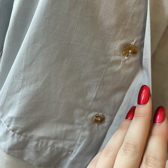 Silvia Tcherassi Grey Blue Silk Blend Button Down Bell Sleeve Top Size 0 - Picture 10 of 11